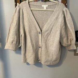 H&M 3/4 Sleeve Embellished Cardigan Sweater
